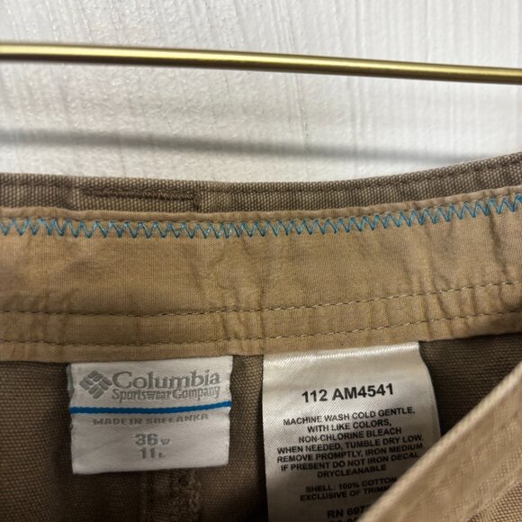 Columbia Mid-Length Shorts Brown Solid Casual Pockets Basic Work Outdoor Men 36 - Picture 3 of 5